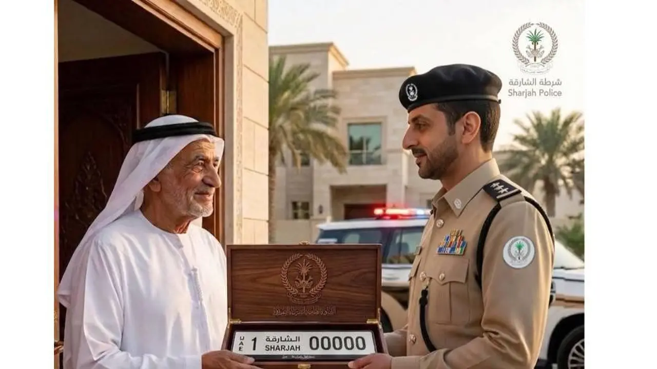 شرطة الشارقة توفر خدمة توصيل لوحات المركبات المفقودة لكبار السن مجانًا